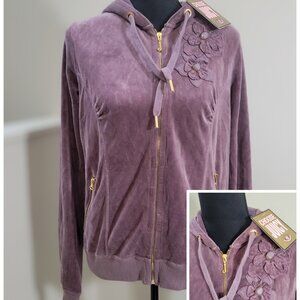 💜 Juicy Couture Velour Zip Hoodie Lavender Size XL With Tags HTF 💜